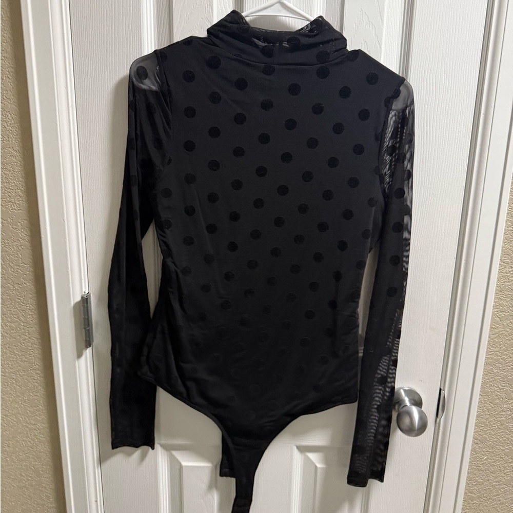 Black Polka Dot Long Sleeve Bodysuit